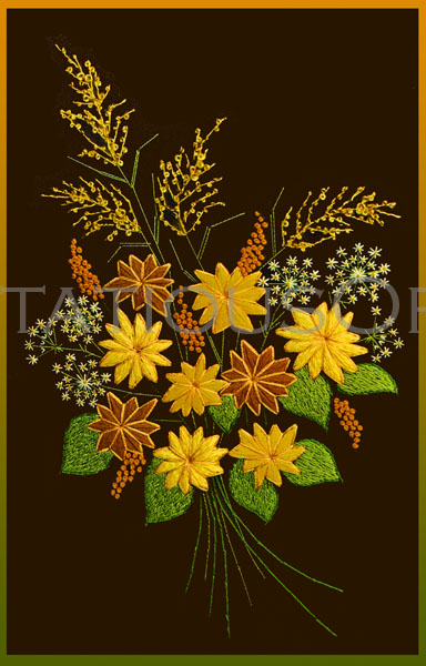 Rare Sparre Summer Goldenrod Bouquet Crewel Embroidery Kit