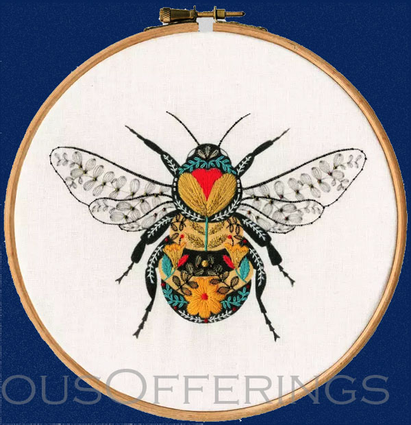 Ally Gore Beneficial Insect Series Embroidery Kit Floral Bumble Bee
