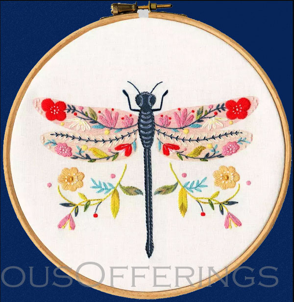 Ally Gore Beneficial Insect Series Embroidery Kit Floral Dragonfly