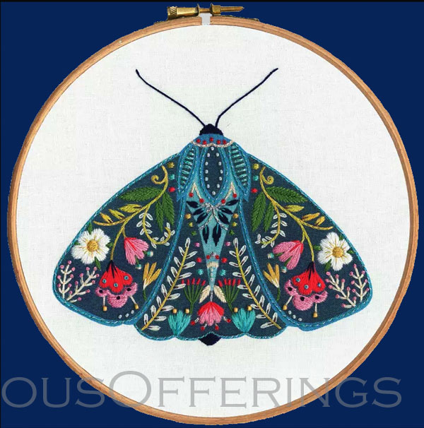 Ally Gore Beneficial Insect Series Embroidery Kit Floral Floral Moth