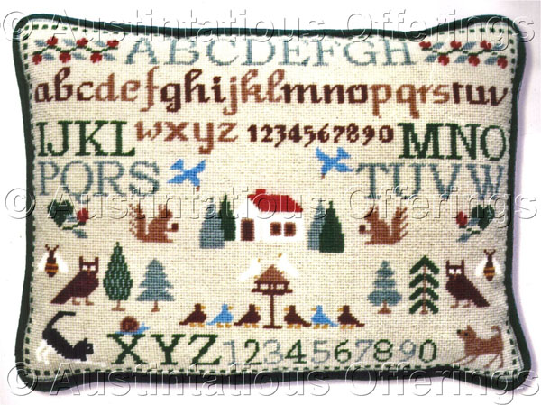OneOff Folk Art House Critters Needlepoint Kit Squirrel Sampler