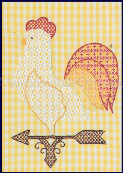 Yellow Gingham Check Weather Vane Crewel Embroidery Kit Beginner