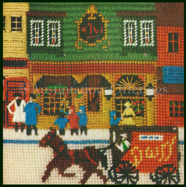 Rare Kaatz Textured Folk Art Needlepoint Kit Christmas Downtown