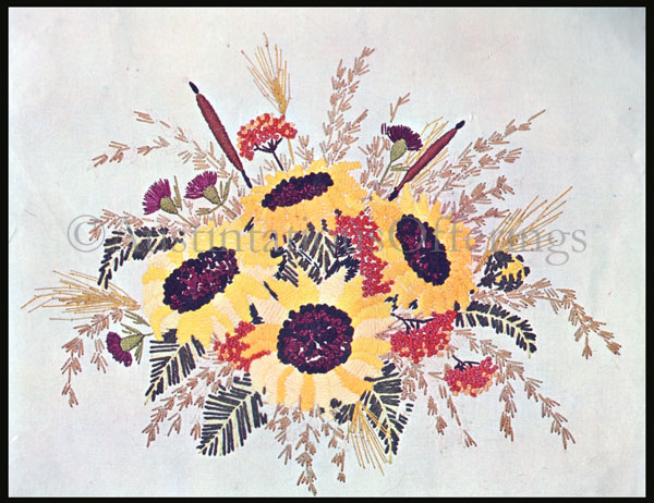 Rare Abundant Sunflower Bouquet Crewel Embroidery Kit