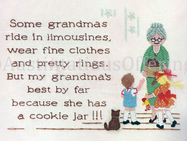 Rare Ashley My Grandmas Best Crewel Embroidery Kit Cookie Jar