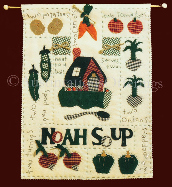 Rare Boerens Folk Art Country Wall Hanging Quilt Kit Noah Soup