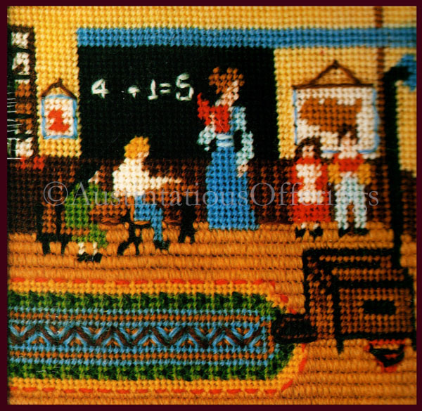 Rare Kaatz Textured Folk Art Needlepoint Kit Schoolroom