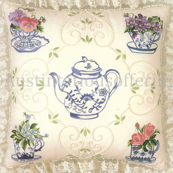 Rare Floral Tea Time Crewel Embroidery Kit Candlewicking