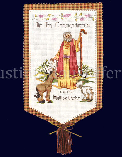 Rare Moses Ten Commandments CrossStitch Kit Inspirational Banner