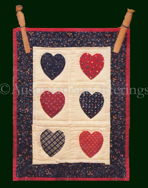 Rare FolkArt Country Heart Quilt Kit WallHanging Suits Beginners