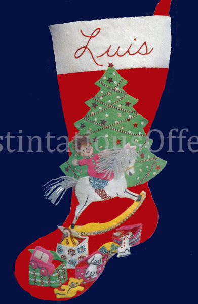 Rare Guastella ChristmasFelt EmbroideryStocking Kit RockingHorse