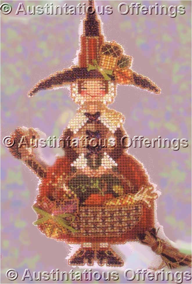 Halloween Witch Sisters Bead CrossStitch Kit Brooke Books Annie