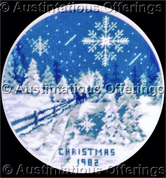 Bing Grondahl Style Snowy Ride Christmas Plate Needlepoint Kit