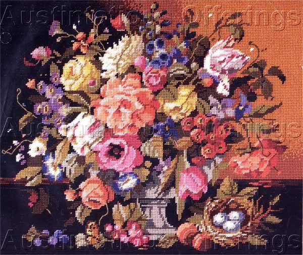 Rare Rossi Lush Bouquet Still Life Needlepoint Kit Spring Floral