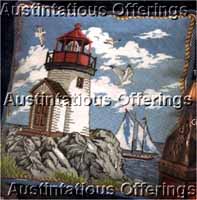 Rare Peterson Lighthouse Sailboat Needlepoint Pillow Kit