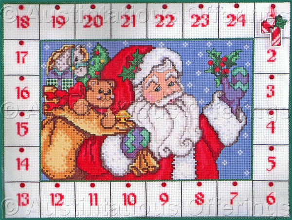 Rare B Smith Santa Cross Stitch Kit Advent Countdown Christmas