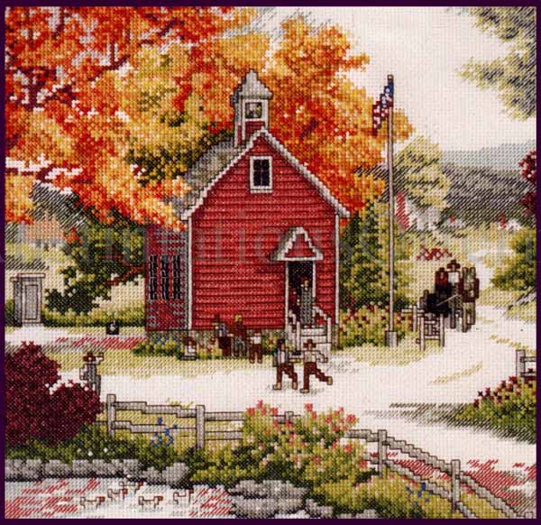 TC Chiu  Little Red Country One Room Schoolhouse CrossStitch Kit