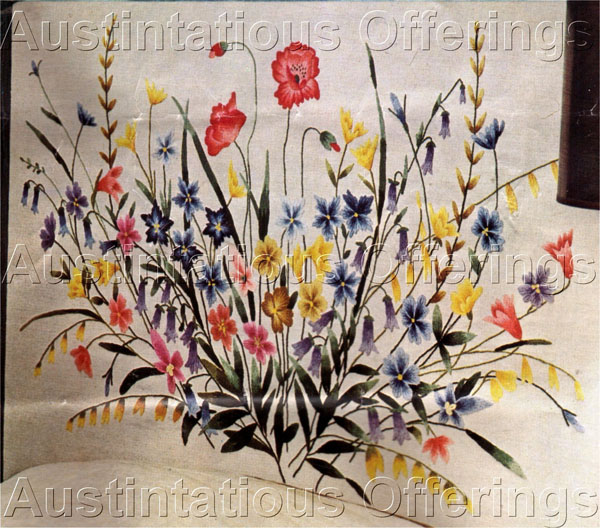 Rare Williams Italian Floral Crewel Embroidery Headboard Kit