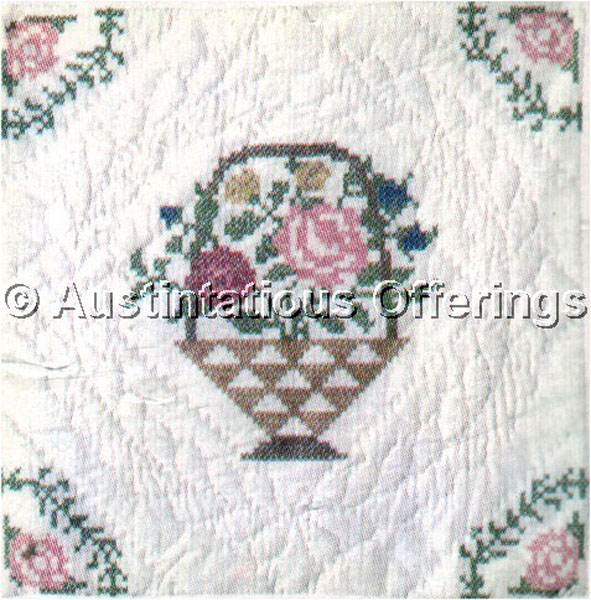 Country Patchwork Stamped Cross Stitch Blocks Flower Basket