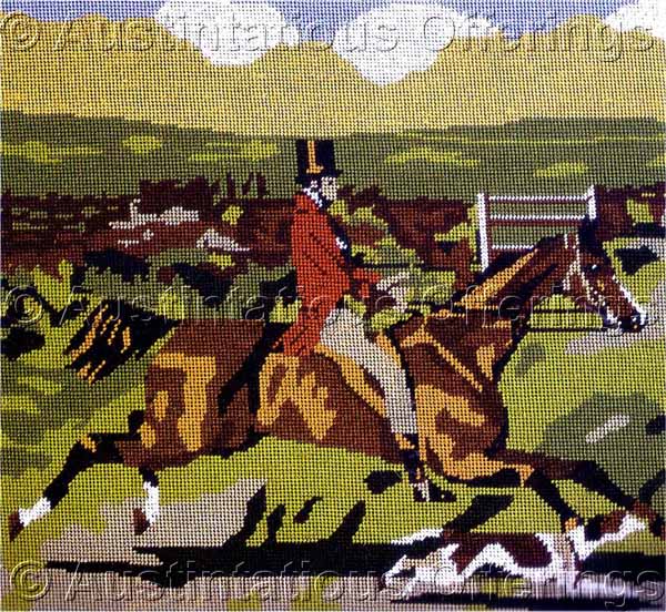 Rare Riding to Hounds Foxhunt Needlepoint Kit Davenport Tapestry