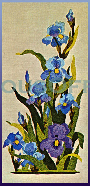Rare McClean Spring Floral Panel Crewel Embroidery Kit Tall Blue Irises