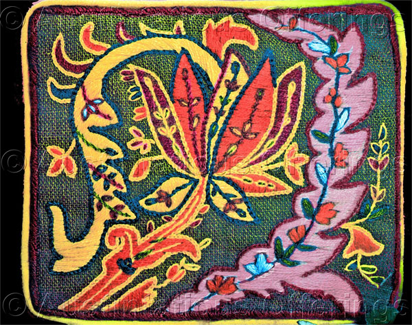Rare Wilson Bold Paisley Crewel Embroidery Kit Rustic Jacobean