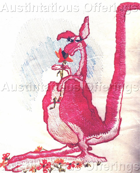 Pink Kangaroo Crewel Embroidery Kit Dino Kotopoulis Art Critter