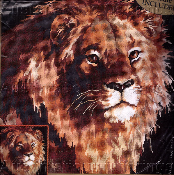 Rare Gillum Big Jungle Cat Needlepoint Kit Majestic Lion King