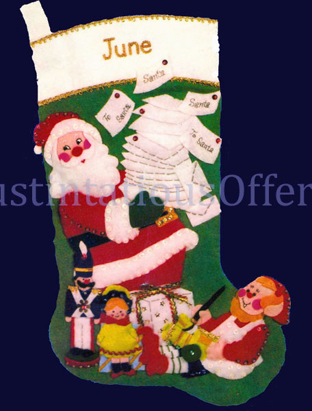 Rare Letters to Santa Felt Applique Embroidery Stocking Kit
