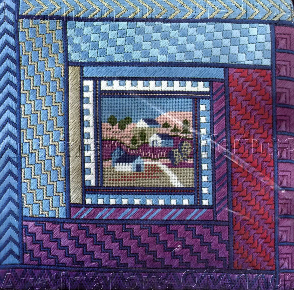 Rare Klein Textured Counted Needlepoint Kit Folk Art Farm Quilt