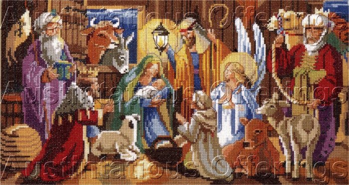 Rare Rossi Inspirational Christmas Cross Stitch Nativity Stable