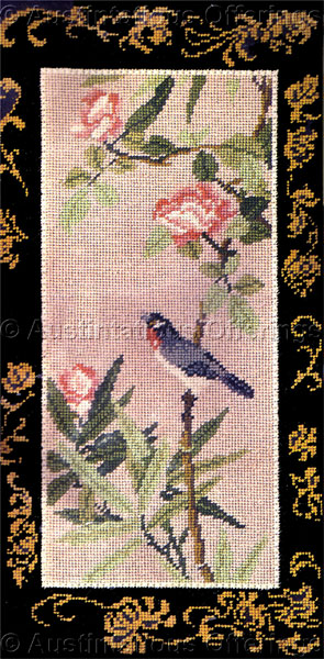Rare Nightingale in Rose  Bush Needlepoint Kit Classic Elegance