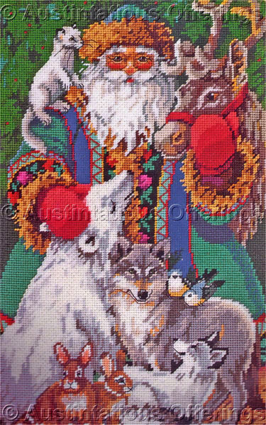 Rare Rossi Polar Father Christmas Needlepoint Kit Reindeer Santa