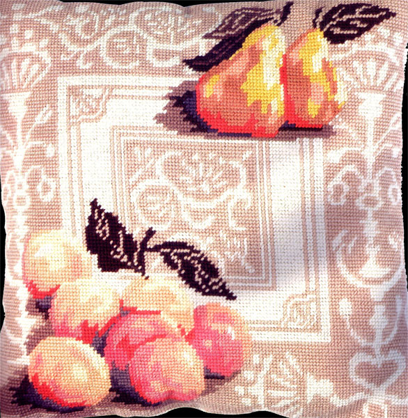 Rare Classic Scrolls and Fruits Needlepoint Kit Fresh Peaches