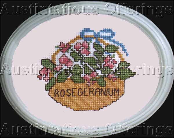Garden Herbs Flower Series CrossStitch Kit w Frame Rose Geranium