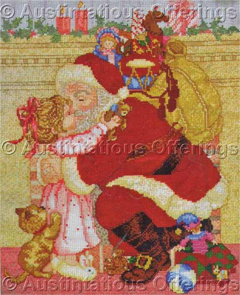 Rare Fraser Christmas Eve Visit Cross Stitch Kit Santa and Tyke