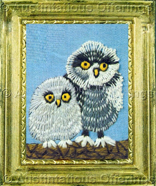 Rare Wilson Screech OwlCrewel Embroidery Kit Mini