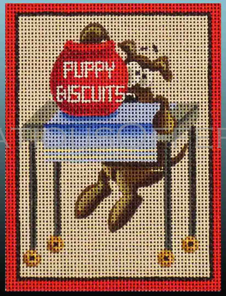 R Wood Dog Biscuit Treats HP Needlepoint Canvas w StitchGuide