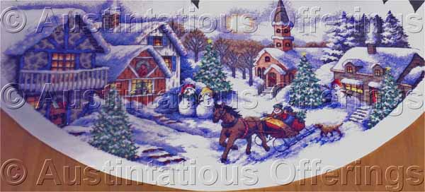 One Horse Open Sleigh Boehme TreeSkirt CrossStitch Kit Table Top