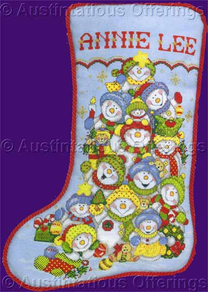 Rare Elliott Snow Folk Cross Stitch Stocking Kit Holiday Tumble