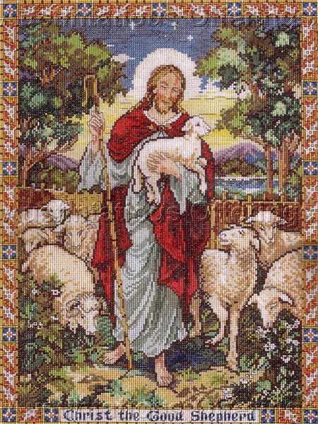 RJ Norman Inspirational Jesus Lambs Cross Stitch Kit Shepherd
