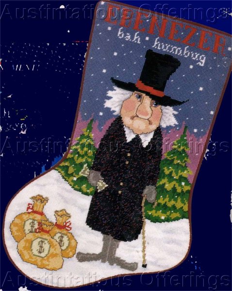 Leclair Mr Ebenezer Scrooge Needlepoint Christmas Stocking Kit