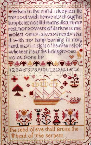 Rare Williamsburg Repro Maidens Prayer Sampler Cross Stitch Kit