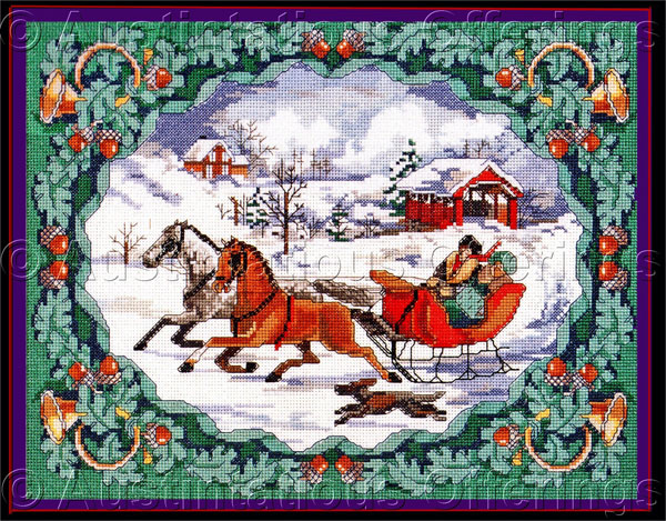 Rare Rossi Nostalgic Sleigh Ride Cross Stitch Kit Holiday Visit