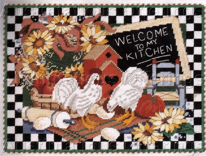 Country Welcome to My Kitchen Needlepoint Kit Zabroski Sunflower