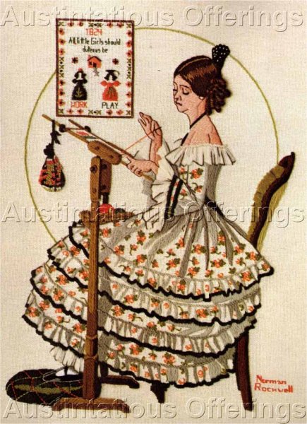 Needlewoman Norman Rockwell Crewel Embroidery Kit Colonial Lady